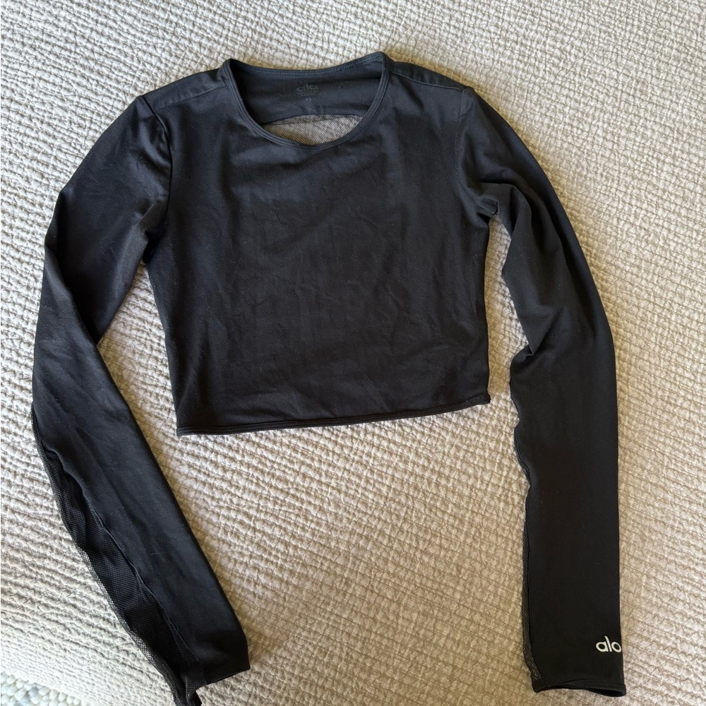 ALO Yoga Black Long-Sleeve Cropped Top